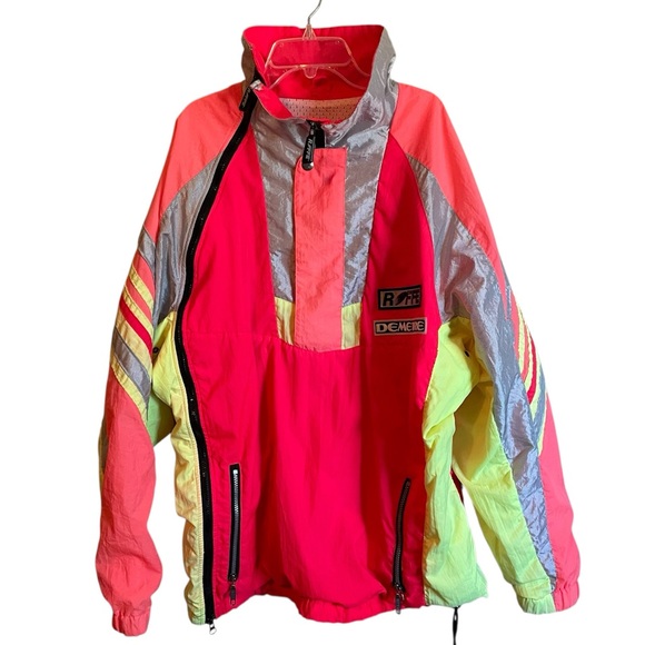 Vintage Roffe Demetre 80s 90s Neon Ski Jacket Large - Picture 1 of 16